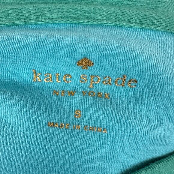 Kate Spade Knit Top Boatneck Color Block Turquoise Green Small Preppy Classic - Picture 7 of 11